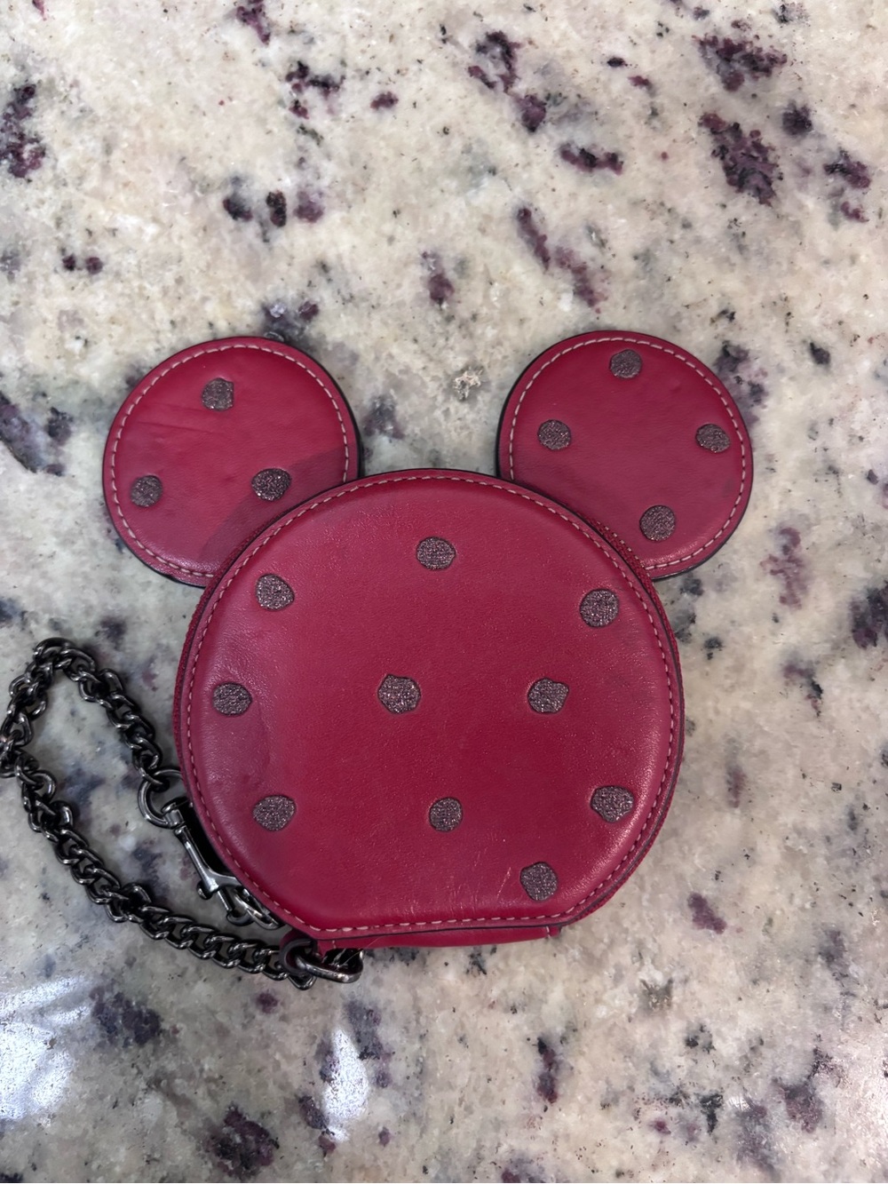 Disney x Coach Minnie Mouse Red Leather Polka Dot Wristlet